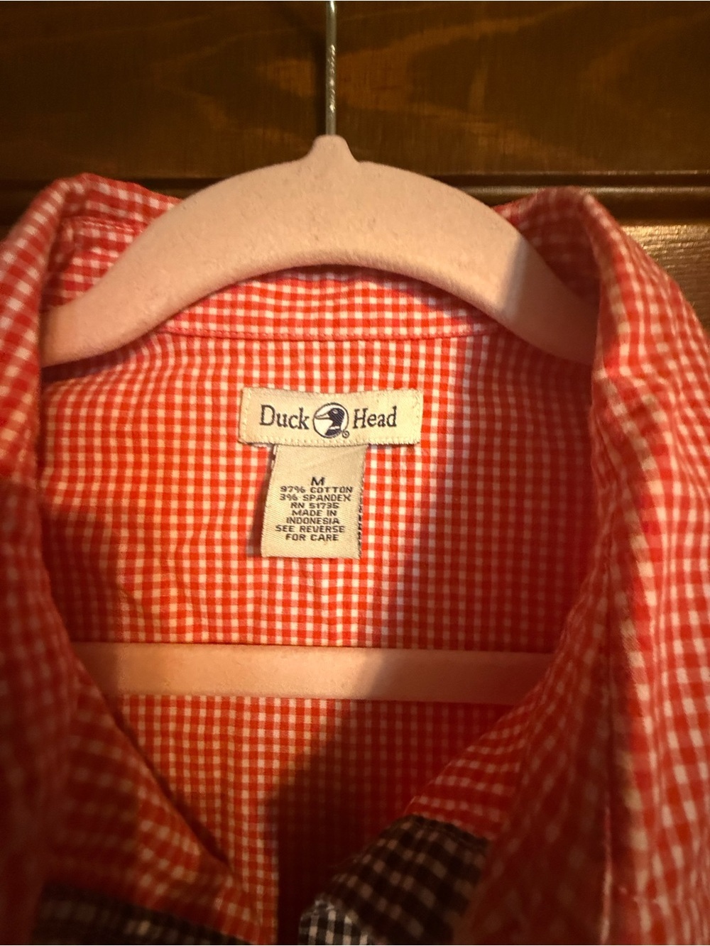 Vintage VTG Duck Head blouse size Medium cotton stretch gingham - Picture 3 of 3